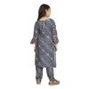 Dropship Girl's Maslin Embrodrery Lace Aliya Cut Top With Bottom Dupatta Set (Blue)