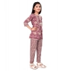 Dropship Girl's Cotton Printed Top With Bottom Set (Purple)