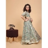 Dropship Girl's Chiffon Printed Lehenga Choli Set (Green)