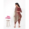 Dropship Girl's Cotton Printed Kurtis With Dhoti Dupatta Set (Maroon)