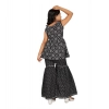 Dropship Girl's Cotton Rayon Printed Top And Sharara Set (Black)