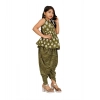 Dropship Girl's Cotton Rayon Printed Top And Dhoti With Dupatta Set (Green)