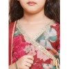 Dropship Girl's Rayon Printed Codding Lace Anarkali-Style Suit (Maroon)