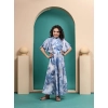 Dropship Girl's Maslin Printed Maxi Length Dress (Sky Blue)