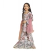 Dropship Girl's Maslin Embrodrery Lace Aliya Cut Top With Sharara Dupatta Set (Pink)