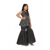 Dropship Girl's Cotton Rayon Printed Top And Sharara Set (Black)