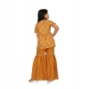 Dropship Girl's Cotton Rayon Printed Top And Sharara Set (Mustard)