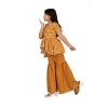 Dropship Girl's Cotton Rayon Printed Top And Sharara Set (Mustard)