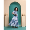 Dropship Girl's Maslin Printed Maxi Length Dress (Sky Blue)