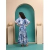 Dropship Girl's Maslin Printed Maxi Length Dress (Sky Blue)