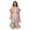 Dropship Girl's Chiffon Printed Lehenga Choli Set (Blue)