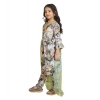 Dropship Girl's Maslin Embrodrery Lace Aliya Cut Top With Bottom Dupatta Set (Green)