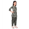 Dropship Girl's Cotton Printed Top With Bottom Set (Grey)