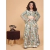 Dropship Girl's Chiffon Printed Lehenga Choli Set (Green)
