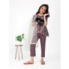 Dropship Girl's Cotton Printed Kurti With Bottom Dupatta Set (Brown)