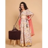 Dropship Girl's Chiffon Printed Lehenga Choli Set (Beige)