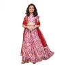 Dropship Girl's Chiffon Printed Lehenga Choli Set (Pink)