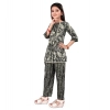 Dropship Girl's Cotton Printed Top With Bottom Set (Grey)