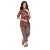 Dropship Girl's Cotton Printed Top With Bottom Set (Brown)