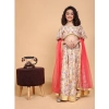 Dropship Girl's Chiffon Printed Lehenga Choli Set (Beige)