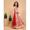 Dropship Girl's Chiffon Printed Lehenga Choli Set (Peach)