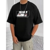Men's Casual Cotton Blend Printed Round Neck Half Sleeve T-Shirt (Black) Men's Casual Cotton Blend Printed Round Neck Half Sleeve T-Shirt (Black)