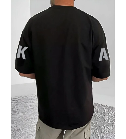 Men's Casual Cotton Blend Printed Round Neck Half Sleeve T-Shirt (Black) Men's Casual Cotton Blend Printed Round Neck Half Sleeve T-Shirt (Black)