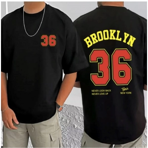 Generic Men's Casual Cotton Blend Printed Round Neck Half Sleeve T-Shirt (Black)