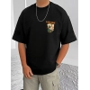 Men's Casual Cotton Blend Printed Round Neck Half Sleeve T-Shirt (Black) Men's Casual Cotton Blend Printed Round Neck Half Sleeve T-Shirt (Black)