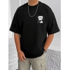 Men's Casual Cotton Blend Printed Round Neck Half Sleeve T-Shirt (Black) Men's Casual Cotton Blend Printed Round Neck Half Sleeve T-Shirt (Black)