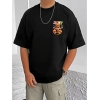 Men's Casual Cotton Blend Printed Round Neck Half Sleeve T-Shirt (Black) Men's Casual Cotton Blend Printed Round Neck Half Sleeve T-Shirt (Black)