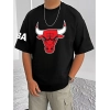 Men's Casual Cotton Blend Printed Round Neck Half Sleeve T-Shirt (Black) Men's Casual Cotton Blend Printed Round Neck Half Sleeve T-Shirt (Black)
