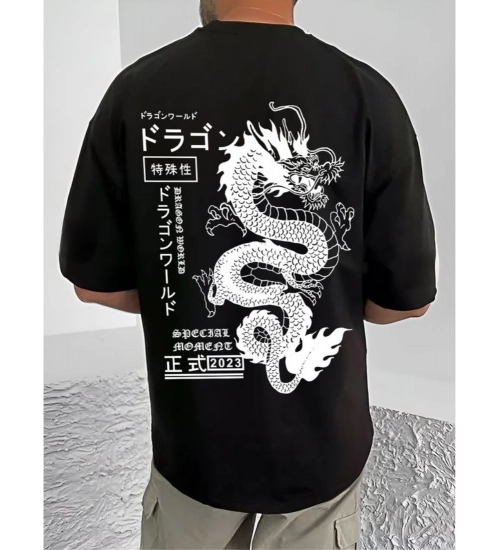 Men's Casual Cotton Blend Printed Round Neck Half Sleeve T-Shirt (Black) Men's Casual Cotton Blend Printed Round Neck Half Sleeve T-Shirt (Black)