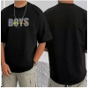 Men's Casual Cotton Blend Printed Round Neck Half Sleeve T-Shirt (Black)