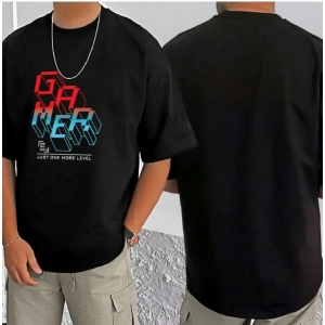 Generic Men's Casual Cotton Blend Printed Round Neck Half Sleeve T-Shirt (Black)