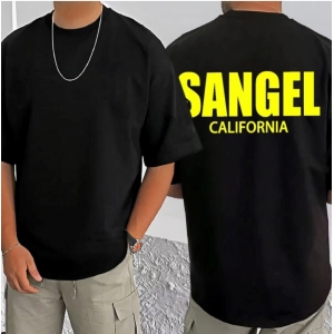 Generic Men's Casual Cotton Blend Printed Round Neck Half Sleeve T-Shirt (Black)
