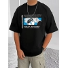 Men's Casual Cotton Blend Printed Round Neck Half Sleeve T-Shirt (Black) Men's Casual Cotton Blend Printed Round Neck Half Sleeve T-Shirt (Black)