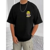 Men's Casual Cotton Blend Printed Round Neck Half Sleeve T-Shirt (Black) Men's Casual Cotton Blend Printed Round Neck Half Sleeve T-Shirt (Black)
