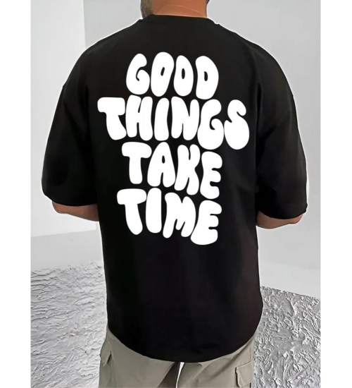 Men's Casual Cotton Blend Printed Round Neck Half Sleeve T-Shirt (Black) Men's Casual Cotton Blend Printed Round Neck Half Sleeve T-Shirt (Black)