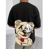 Men's Casual Cotton Blend Printed Round Neck Half Sleeve T-Shirt (Black) Men's Casual Cotton Blend Printed Round Neck Half Sleeve T-Shirt (Black)