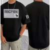 Men's Casual Cotton Blend Printed Round Neck Half Sleeve T-Shirt (Black)