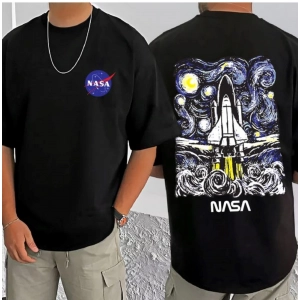 Generic Men's Casual Cotton Blend Printed Round Neck Half Sleeve T-Shirt (Black)