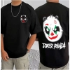 Men's Casual Cotton Blend Printed Round Neck Half Sleeve T-Shirt (Black)