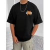 Men's Casual Cotton Blend Printed Round Neck Half Sleeve T-Shirt (Black) Men's Casual Cotton Blend Printed Round Neck Half Sleeve T-Shirt (Black)