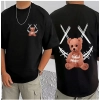 Men's Casual Cotton Blend Printed Round Neck Half Sleeve T-Shirt (Black) Men's Casual Cotton Blend Printed Round Neck Half Sleeve T-Shirt (Black)