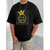 Men's Casual Cotton Blend Printed Round Neck Half Sleeve T-Shirt (Black) Men's Casual Cotton Blend Printed Round Neck Half Sleeve T-Shirt (Black)