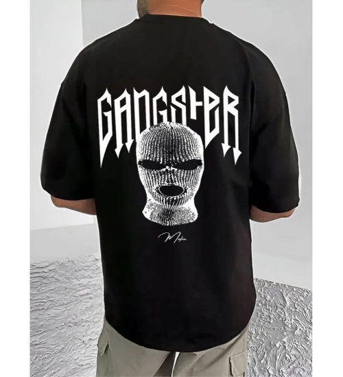 Men's Casual Cotton Blend Printed Round Neck Half Sleeve T-Shirt (Black) Men's Casual Cotton Blend Printed Round Neck Half Sleeve T-Shirt (Black)