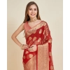 Women's Soft Organza Silk Weaving Design Saree With Unstitched Blouse 5.5Mtr (Red) Women's Soft Organza Silk Weaving Design Saree With Unstitched Blouse 5.5Mtr (Red)
