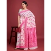 Women's Jamdani Cotton Silk Printed Saree With Unstitched Blouse 5.5Mtr (Pink) Women's Jamdani Cotton Silk Printed Saree With Unstitched Blouse 5.5Mtr (Pink)