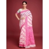 Women's Jamdani Cotton Silk Printed Saree With Unstitched Blouse 5.5Mtr (Pink) Women's Jamdani Cotton Silk Printed Saree With Unstitched Blouse 5.5Mtr (Pink)